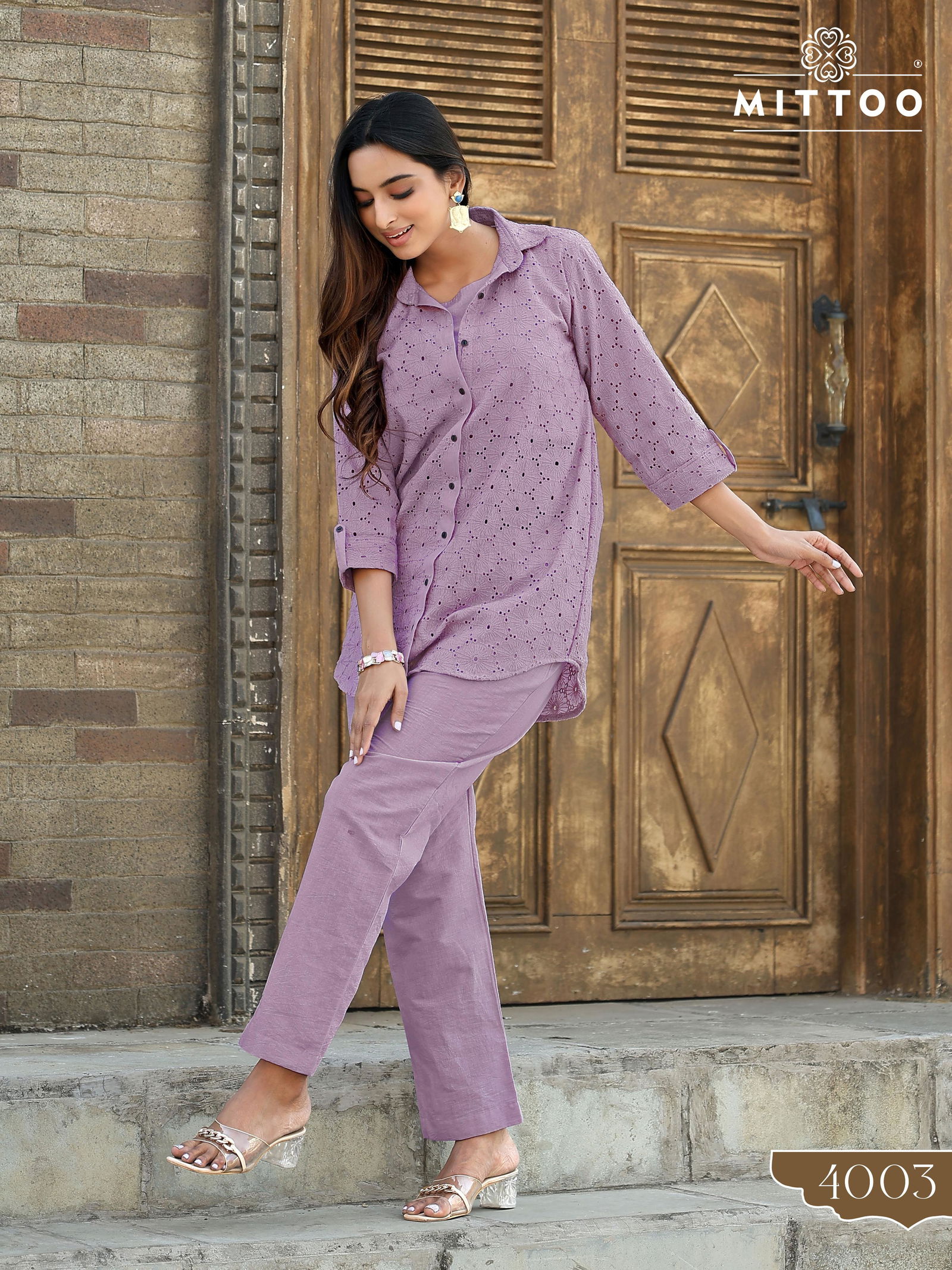 Veena By Mittoo Shifli Cotton Fancy Western Ladies Top With Bottom Wholesale Online